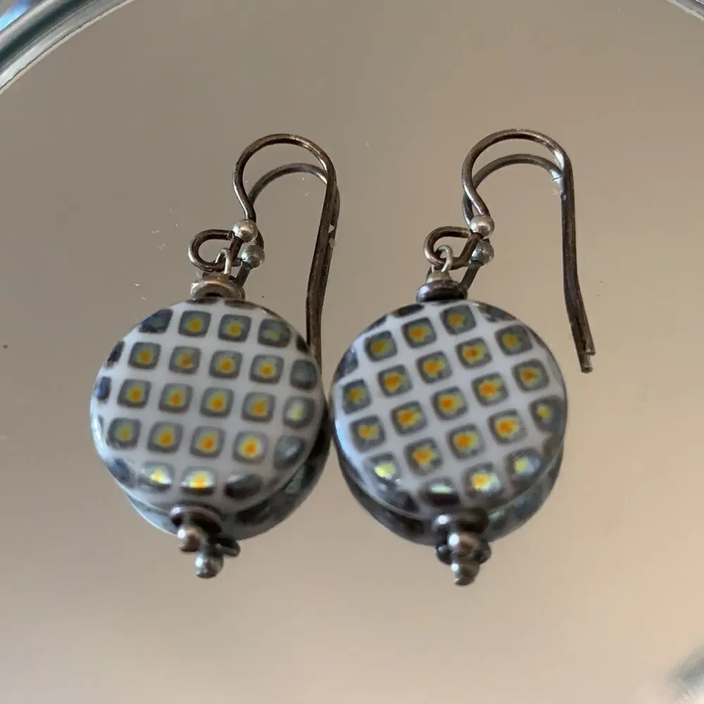 Unique round glass drop wire earrings‎